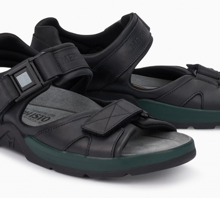 Mephisto Shark Fit Black Smooth Leather Sandal Men's EU sizes 40-48 NEW!!!