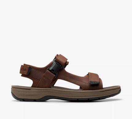 Clarks Saltway Edge Dark Brown Leather 3 Point Sandal Men's US sizes 7-14 NEW!!