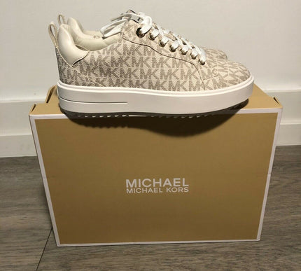 Michael Kors Emmett Lace-Up MK Sig Logo Vanilla Sneakers Women's sizes 5-10/NEW!