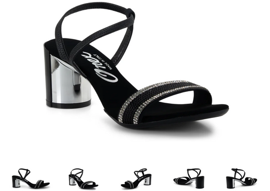 Onex Carley Black/Silver Elastic Strappy Wedge Sandal Women's US sizes 5-11/NEW!
