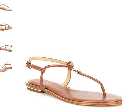 Michael Kors Fanning Luggage Leather T-Strap Sandal Women's US sizes 6-11/NEW!!