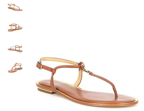 Michael Kors Fanning Luggage Leather T-Strap Sandal Women's US sizes 6-11/NEW!!