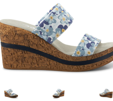 Onex Anastasia Blue Floral Wedge Sandal Women's sizes 5-11/NEW!!!