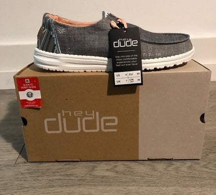 Hey Dude Wendy Boho Grey Sneaker Slip On Women's Sizes US 5-12/NEW!!