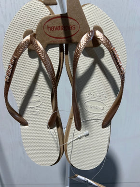 Havaianas Slim Point Rose Gold/Beige Flip Flop Sandal Women sizes 35/36-41/42