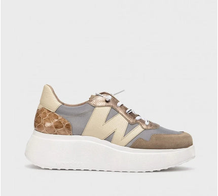 Wonders A-3631 Roma 31 Taupe/Cream Wedge Sneaker Womens sizes 36-42