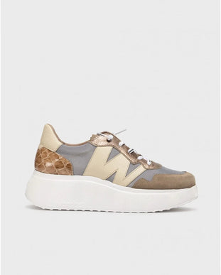 Wonders A-3631 Roma 31 Taupe/Cream Wedge Sneaker Womens sizes 36-42