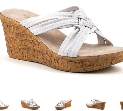 Onex Bethany Soft White Leather Wedge Sandal Women's sizes 5-11/NEW!!