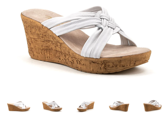Onex Bethany Soft White Leather Wedge Sandal Women's sizes 5-11/NEW!!