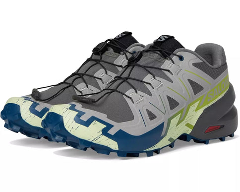 Salomon Speedcross 6 Castlerock/Lime/Poseidon Running Shoe Men's US Sizes 7-14