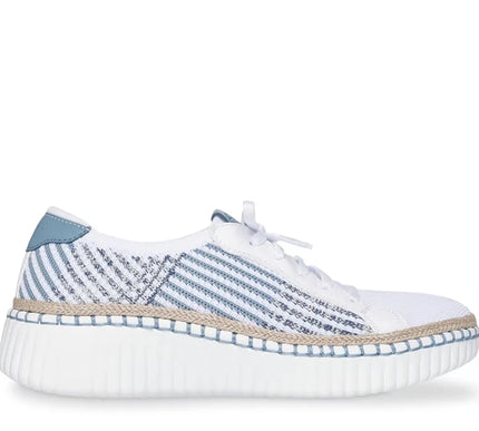SKECHERS Wilshire Blvd - Breezy Stroll White Blue Sneaker Womens sizes 5-11 NEW