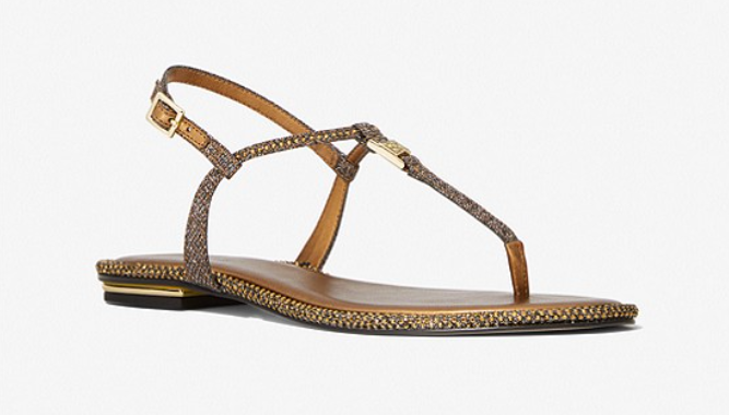 Michael Kors Fanning Bronze Glitter T-Strap Sandal Women's US sizes 6-11/NEW!!!
