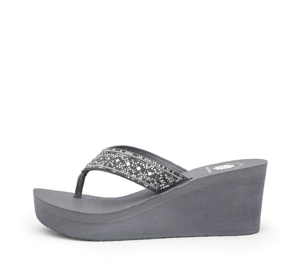 Yellow Box Waneta Gray Multi Wedge Toe Post Sandal Women's sizes 6-10/NEW!