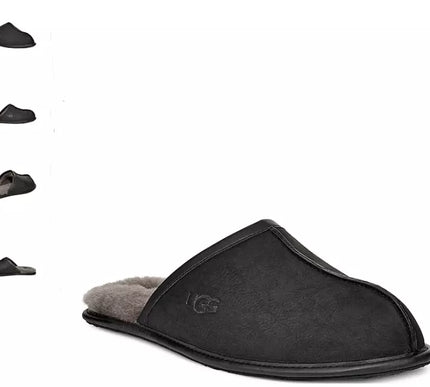 UGG Scuff Black Leather Slipper Slip-on Men's US sizes 7-14/NEW!!!