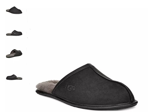 UGG Scuff Black Leather Slipper Slip-on Men's US sizes 7-14/NEW!!!