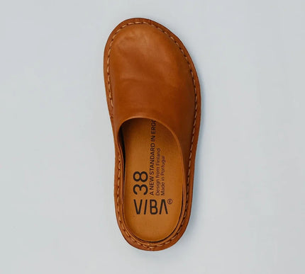 VIBAe Roma Cognac Slip On Loafer Mule EU Unisex sizes W6/36-M15/48