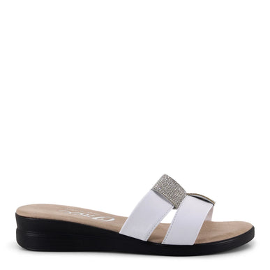 Onex Lino White Leather Slide Wedge Sandal Womens sizes 5-11 NEW