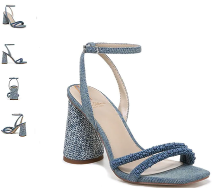 Sam Edelman Kia Beads Washed Denim Ankle Strap Heel Women's sizes 6-10/ NEW!!!
