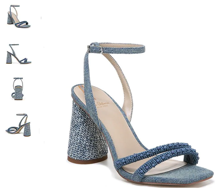 Sam Edelman Kia Beads Washed Denim Ankle Strap Heel Women's sizes 6-10/ NEW!!!