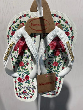 Havaianas Farm Flower Tapestry White Flip Flop Sandal Women sizes 35/36-41/42