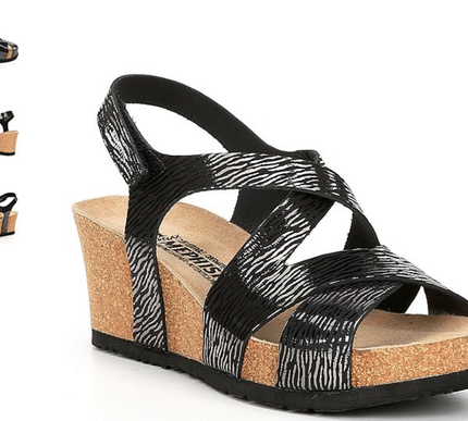 Mephisto Lyla Black Zebra Wedge Comfort Sandal Women's sizes 35-42 NEW!!!