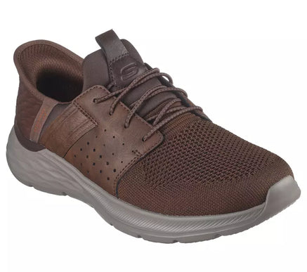 SKECHERS Garner Newick Dark Brown Slip-ins Sneaker Shoe Men's sizes 7-14/NEW!!!