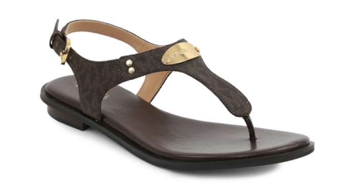 Michael Kors MK Plate Brown Logo Leather Sandal Women's sizes 5-11/NEW!!!