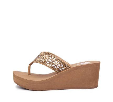 Yellow Box Enola Tan Wedge Toe Post Sandal Women's sizes 6-10/NEW!