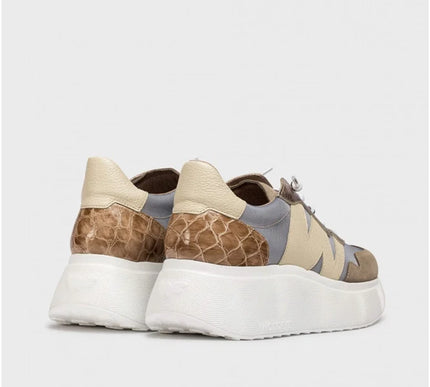 Wonders A-3631 Roma 31 Taupe/Cream Wedge Sneaker Womens sizes 36-42