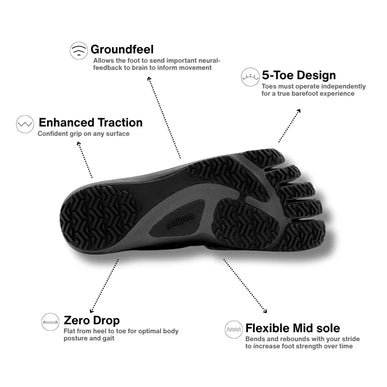 Peluva Strand ATR Black/Black Barefoot Toe Shoes Mens US Sizes 8-14