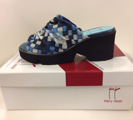 Thierry Rabotin Blush Wash Navy Comfort Wedge Sandal Women's Sizes 36-42/NEW!!