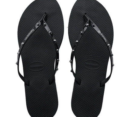 Havaianas You Spikes Black Flip Flop Sandal Women sizes 35/36-41/42 NEW