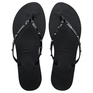 Havaianas You Spikes Black Flip Flop Sandal Women sizes 35/36-41/42 NEW