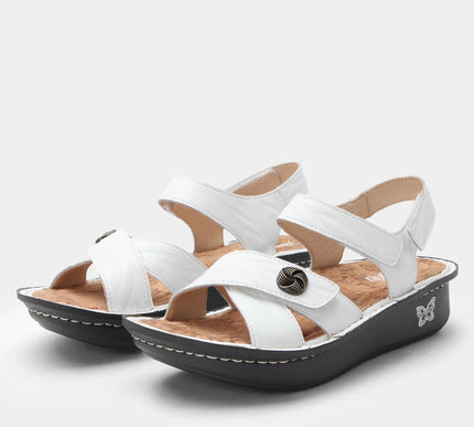 Alegria Kelsi Fondly White Leather Strappy Sandal Women sizes EU 36-41 NEW