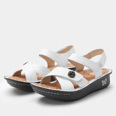 Alegria Kelsi Fondly White Leather Strappy Sandal Women sizes EU 36-41 NEW