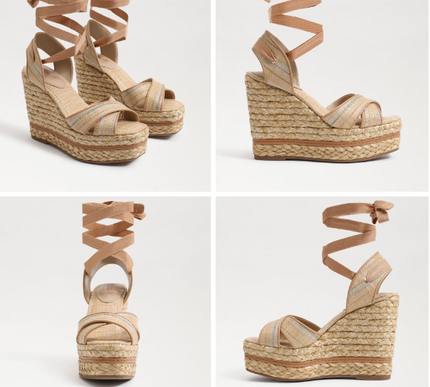 Sam Edelman Vaughn Natural Multi Raffia Espadrille Wedge Women's  sizes 6-10/NEW