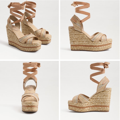 Sam Edelman Vaughn Natural Multi Raffia Espadrille Wedge Women's  sizes 6-10/NEW