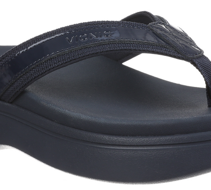 Vionic High Tide II Toe Post Navy Patent Leather Sandal Women's sizes 5-11/NEW!