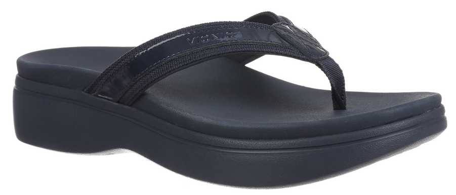 Vionic High Tide II Toe Post Navy Patent Leather Sandal Women's sizes 5-11/NEW!
