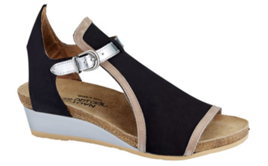 Naot Fiona Black/Khaki/Silver Wedge Sandal Women's sizes 5-11/36-42 NEW!!!