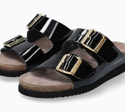 Mephisto Hester Black Patent Slide Sandal Womens sizes 35-42 NEW