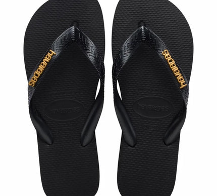 Havaianas Top Logo Metallic Black-Black Flip Flop Women sizes 35-36-41-42
