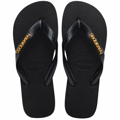 Havaianas Top Logo Metallic Black-Black Flip Flop Women sizes 35-36-41-42