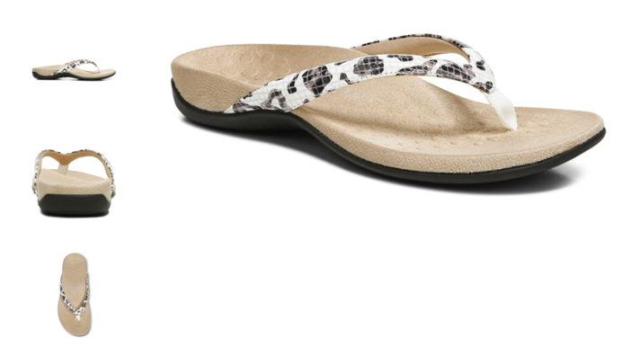 Vionic Dillon White Leopard Toe-Post Sandal Flip Flop Women's sizes 5-12 NEW!!!
