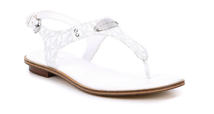 Michael Kors MK Plate Bright White Logo Leather Sandal Women's sizes 5-11/NEW!!!
