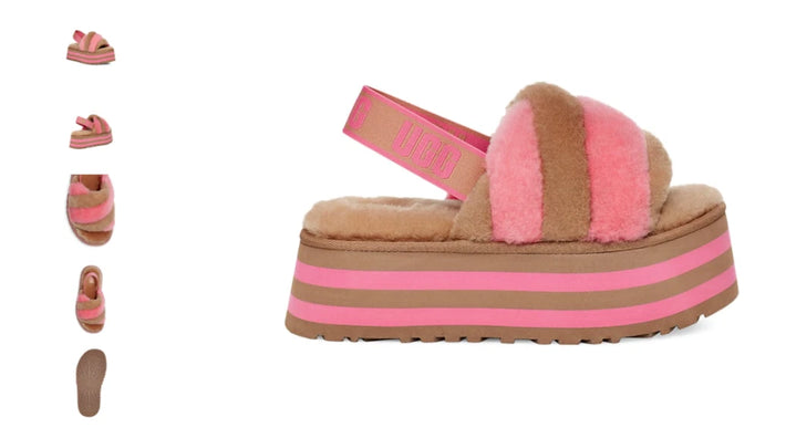 UGG Disco Stripe Slide Slipper Chesnut Pink Rose Women's US sizes 5-12-NEW