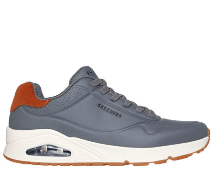 SKECHERS UNO - Tailored Air Charcoal Leather Laced Sneaker Men's sizes 7-14/NEW!