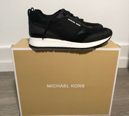Michael Kors Allie Stride Trainer Logo Black Sneakers Women's sizes 5-10/NEW!!!