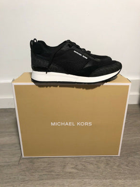Michael Kors Allie Stride Trainer Logo Black Sneakers Women's sizes 5-10/NEW!!!