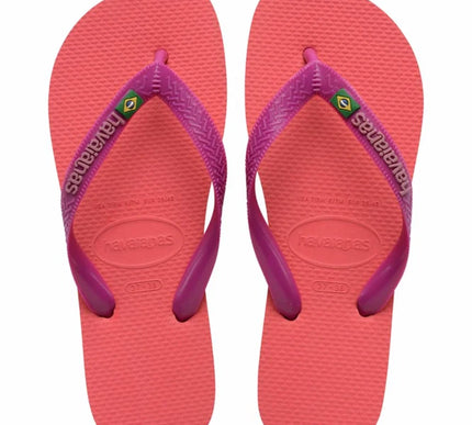 Havaianas Brazil Logo Coral Pink Flip Flop Sandal Women sizes 35-36-41-42